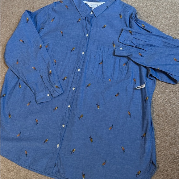 NWT - 3X - plus sized Old Navy button up / down bird shirt - Picture 10 of 10
